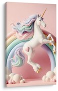 Картина на платно – Розов свят с еднорог и дъга