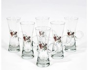 К-кт 6бр. чаши за алкохол с дръжка прозрачни с мотив на букет