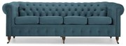 Диван Chesterfield в цвят тюркоаз, четириместен 238х86х80 см