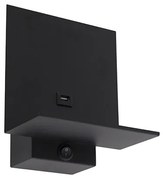 Модерен стенен аплик черен с USB връзка - Flero