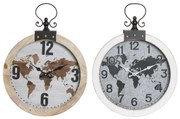 Стенен часовник DKD Home Decor 40 x 4 x 54 cm Кристал Желязо Дървен MDF Карта на Света (2 броя)