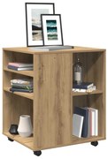 856659 vidaXL Шкаф с колелца, дъб артизан, 60x53x72 см, инженерно дърво