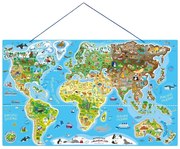 Woody - Дървен пъзел с магнитни части, Карта на света 2в1