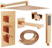 Mexen Cube DR02 вградена вана-душ система с душ глава 25 см, розово злато - 77503DR0225-60