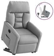 3303032 vidaXL Изправящ реклайнер стол, светлосив, текстил