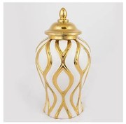 Керамичен буркан 30,6x16,2 см златист/бял