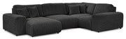 Тъмносив ъглов диван от рипсено кадифе (десен ъгъл U форма) Justin – Ropez
