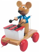 Woody - Играчка за дърпане Мишка с ксилофон