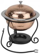 Horecano - Купа с капак с релеф, медно покритие и черна стойка Ø25cm 3L-CHARM-(SG-84451(B)