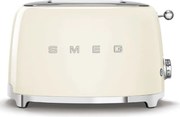 Тостер за хляб SMEG 50's Style TSF01CREU, 950W, 2 филии, 6 нива, Тавичка за трохи, Вграден кабел, Неръждаема стомана, Кремав