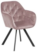 Светлорозов тапициран трапезен стол с подлакътници Lola – Actona