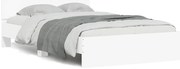 3207623 vidaXL Рамка за легло с горна табла и LED, бяла, 140x190 см