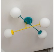 Плафонен полилей MOON 4xE27/15W/230V тюркоаз/жълт