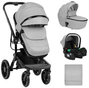 Бебешка количка 3в1 с твърд кош Irene KIKKABOO - Light Grey