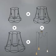 Ретро висяща лампа черна с 3 светлини - Granny Frame