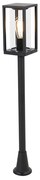 Стойка за външна лампа черна 100 см с наземна скоба и кабелна втулка - Charlois
