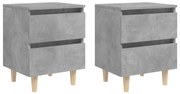 805860 vidaXL Нощни шкафчета крака от бор масив 2 бр бетонно сиви 40x35x50 см