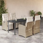 3212580 vidaXL Градински комплект с възглавници, 5 части, бежов полиратан