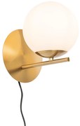 Стенна лампа в стил арт деко златиста и с опалово стъкло - Flore