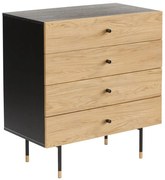 Черен и естествен висок скрин от дъб 80x87 cm Jugend – Woodman