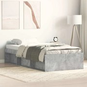 3203827 vidaXL Рамка за легло, бетонно сиво, 90x200 см