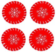 Червени подложки с коледен мотив в комплект от 4 - Casa Selección