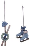 Комплект от 2 висящи орнамента с кънки и ски - Ego Dekor