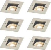 Комплект от 6 модерни бежови наземни прожектора GU10 50 мм, въртящи се и накланящи се IP65 - Oneon