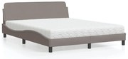 3208428 vidaXL Легло с матрак Dover, таупе, 160x200 см, плат