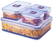 КОМПЛЕКТ 4 бр. контейнери LOCK 0,47/1/3,9 л синьо/прозрачно