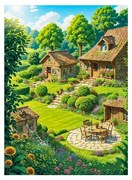 Диамантен гоблен Hobby, Зелен пейзаж, Зелен