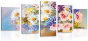картини от 5 части – Маслена живопис на летни цветя