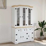 355086 vidaXL Висок шкаф Corona, бял, 112x43x196 см, мексикански бор масив