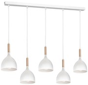 Пендел NOAK 5xE27/15W/230V бял/бук