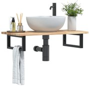 3302665 vidaXL Стенен рафт за мивка, стомана и масивно дърво акация