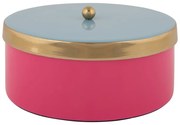 Розова декоративна метална кутия за съхранение ø 16x6 cm Double Funky – PT LIVING