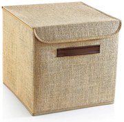 Светлокафява кутия за съхранение с капак от юта 30x30x30 cm – Mioli Decor