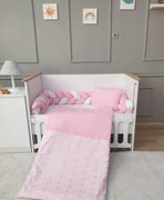 BabyHome Комплект за легло с обиколник тип плитка - розов