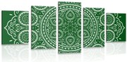 картини от 5 части – Нежна етническа Мандала в зелено