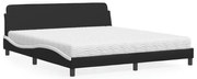 3208462 vidaXL Легло с матрак Dover, бяло и черно, 180x200 см, изкуствена кожа