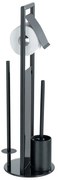 Черна поставка за тоалетна хартия стойка с четка от неръждаема стомана Ravina – Wenko