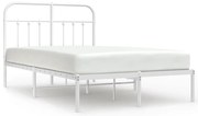 352625 vidaXL Метална рамка за легло с горна табла, бяла, 120x200 см