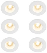 Комплект от 6 вградени спота бели 13 см кръгли - Gypsy Stucco