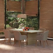 3059484 vidaXL Градински трапезен комплект, 7 части, кафяв полиратан