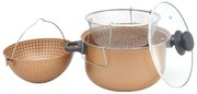 Тенджера с гевгир и кошница SAPIR SP 1213 P, 4 литра, 24х12.5 см, Незалепващо покритие, Меден цвят