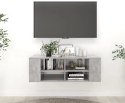 806242 vidaXL ТВ шкаф за стенен монтаж, бетонно сив, 102x35x35 см