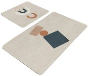 Бежови кадифени постелки за баня в комплект от 2 бр. 60x100 cm Geometry Shapes – Mila Home