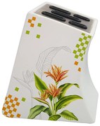 Поставка за 5 ножа ZEPHYR ZP 1645 C, Керамичен корпус, 7/12/20 см. острие, Бял с декорация