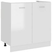 801201 vidaXL Долен шкаф за мивка "Lyon", бял гланц, 80x46x81,5 см, инженерно дърво