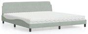 3208471 vidaXL Легло с матрак Dover, светлосиво, 200x200 см, кадифе